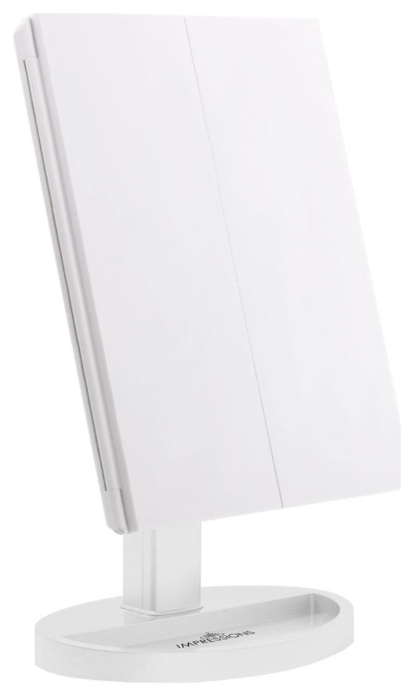Touch Trifold XL Dimmable LED Makeup Mirror, White