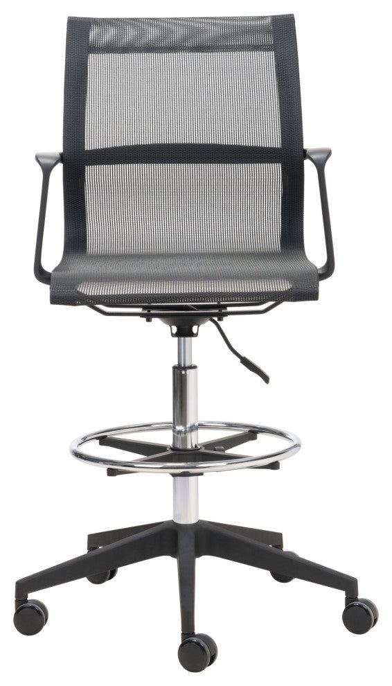 Computer Work Desk Chair, Fabric, Steel, Black, Chrome, Home Business Office