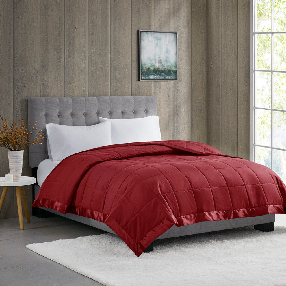 Madison Park All-Seaon Moisture Management Blanket, Burgundy Red, Twin