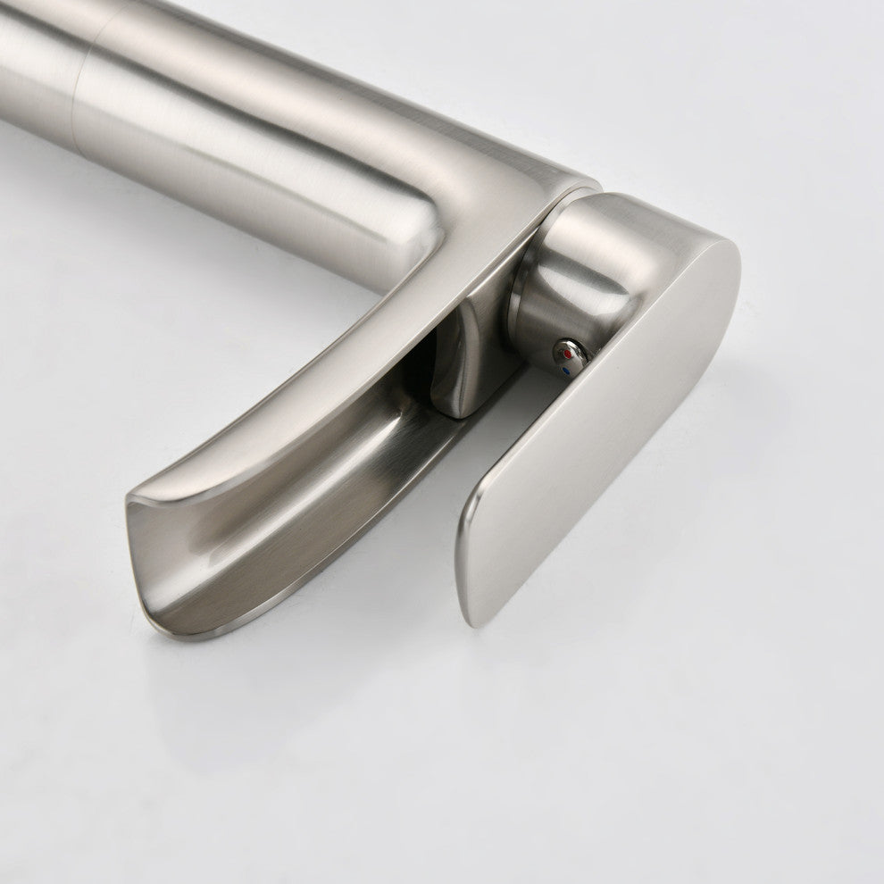 Single Hole Bathroom Faucet With Drain Assembly, Brushed Nickel