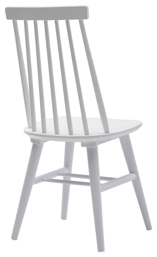 Set of 2 Farmhouse Spindle Wood Windsor Dining Chairs, White