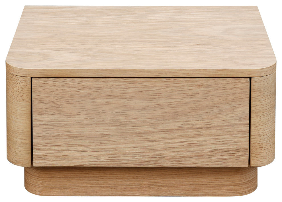Round Off Light Oak Brown Small Nightstand