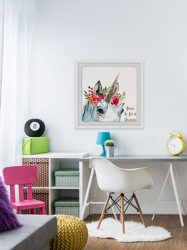 "Born Unicorn" Framed Painting Print, 18"x18"