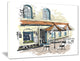 "Street Cafe" Watercolor Painting Canvas Print, 20"x12"