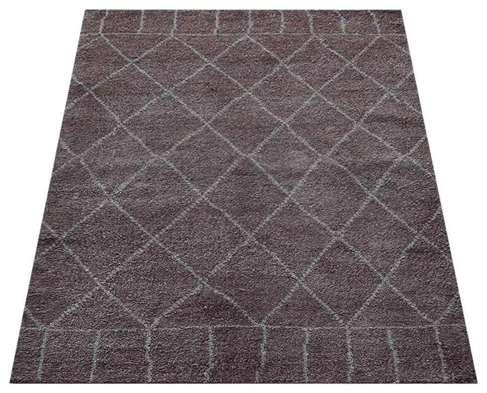 Hand Knotted Silk Area Rug Geometric Beige