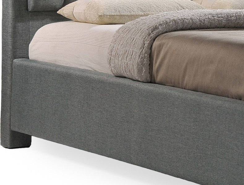 Ainge Button-Tufted Gray Upholstered Storage King Bed With 2-Drawer