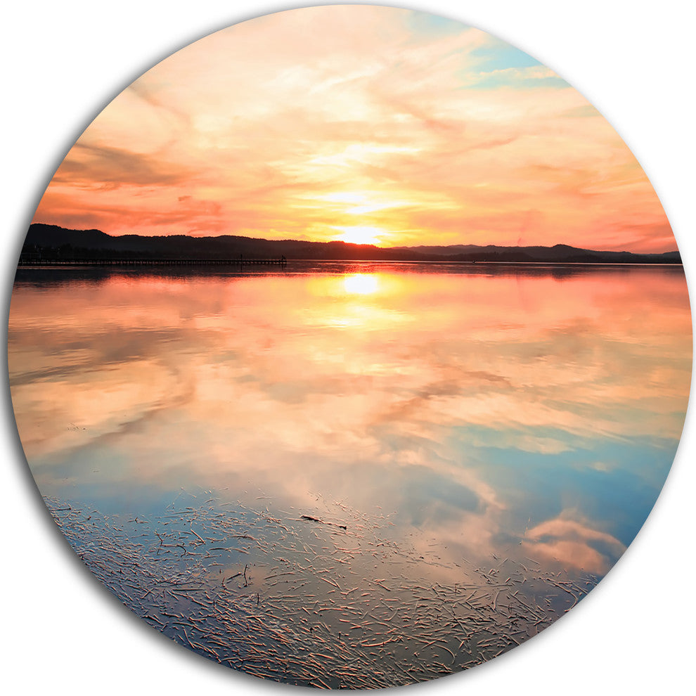 Sensational Sunset In Australia, Seascape Round Metal Wall Art, 23"
