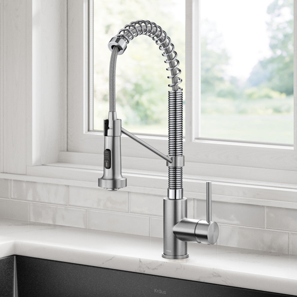 Bolden Commercial Style 2-Function Pull-Down 1-Handle 1-Hole Kitchen Faucet, Spot-Free Stainless Steel/ Chrome