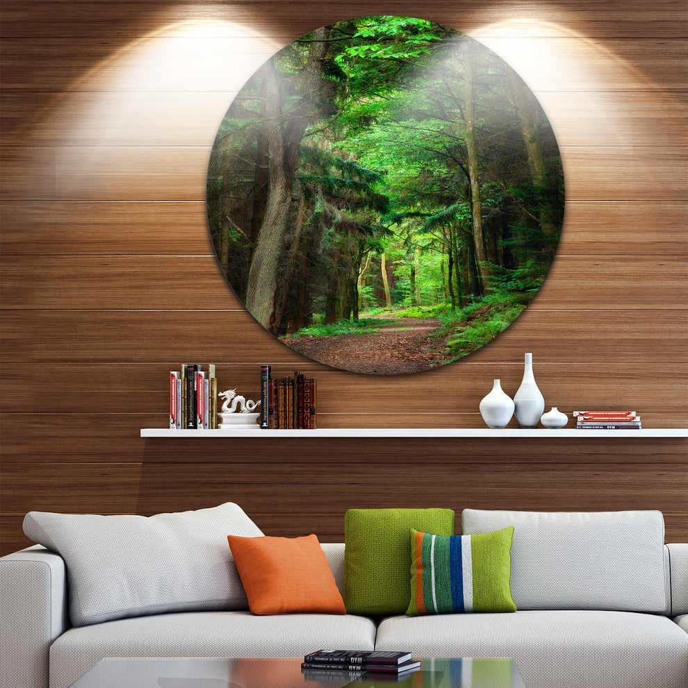 Dreamy Greenery In Dense Forest, Forest Round Wall Art, 11"