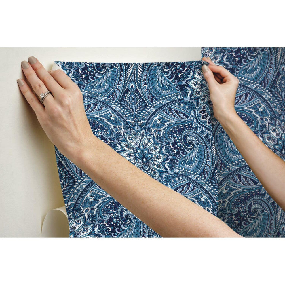 Blue & Grey Swept Away Peel & Stick Wallpaper