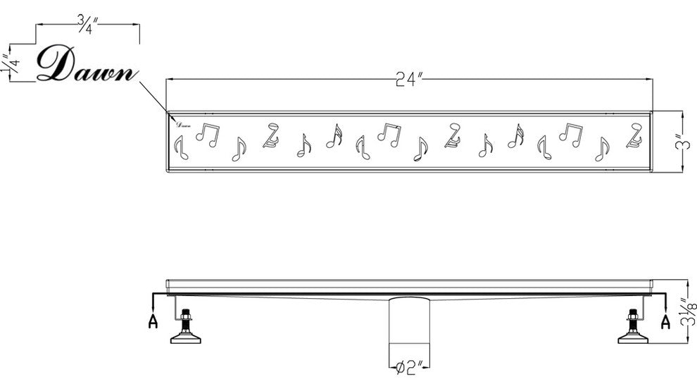 Dawn Seine River Series, Linear Shower Drain 24"L