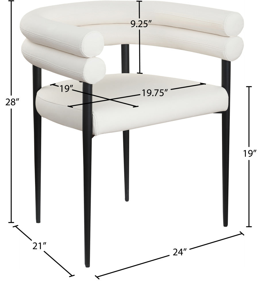 Lavina Upholstered Dining Chair, Cream, Vegan Leather, Set of 2