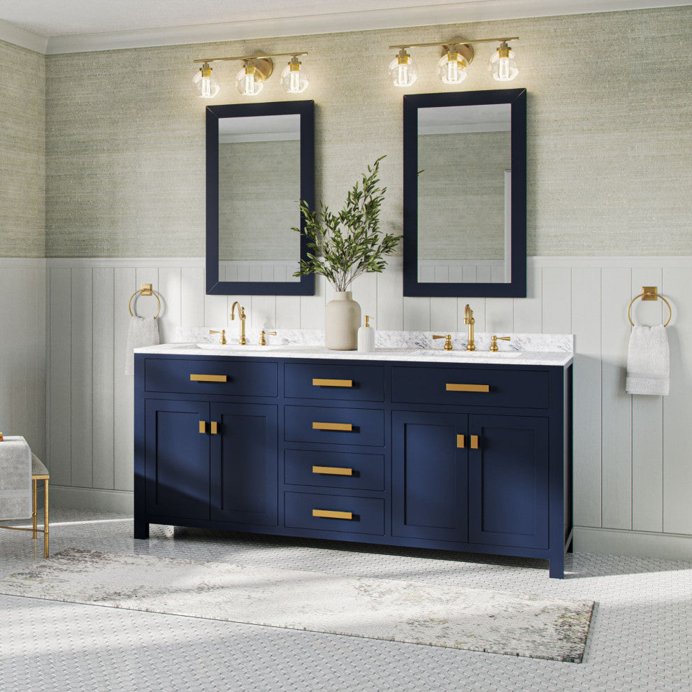 The Savoy Bathroom Vanity, Monarch Blue, 72", Double, With Mirror, Freestanding