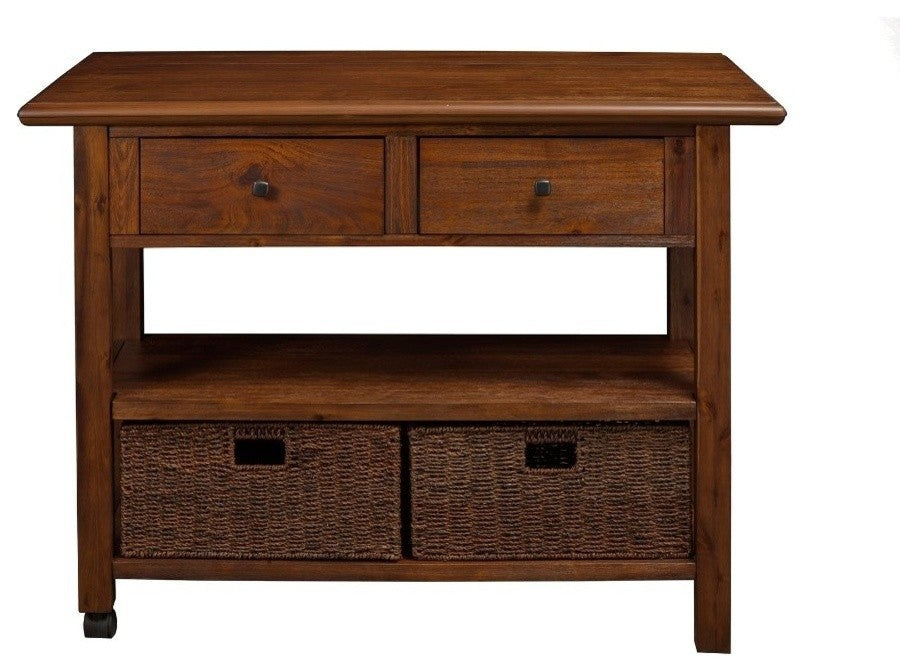 Benzara BM172030 Wooden Kitchen Cart With Storage Drawers Brown