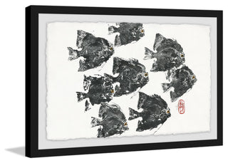 "Racing Fish" Framed Painting Print, 24"x16"