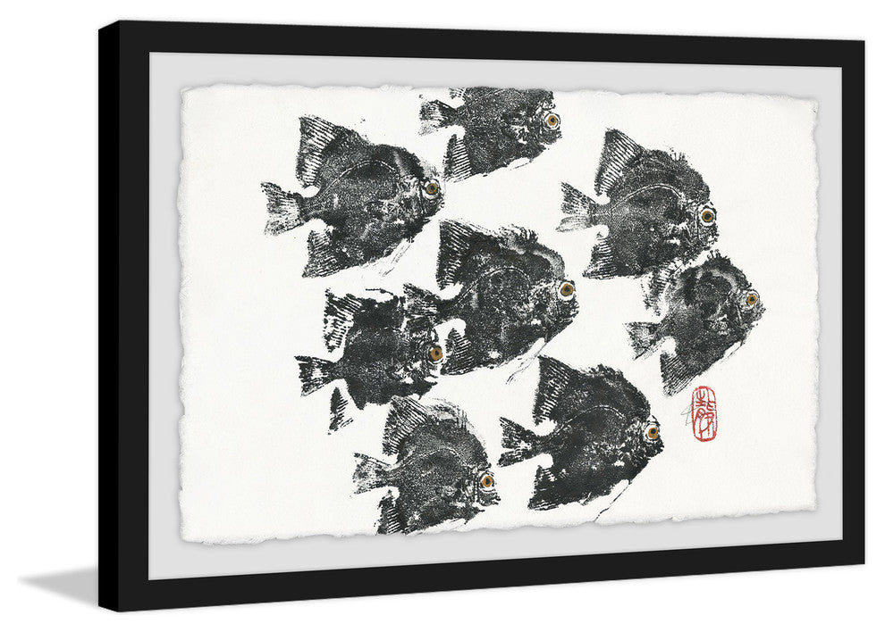 "Racing Fish" Framed Painting Print, 24"x16"