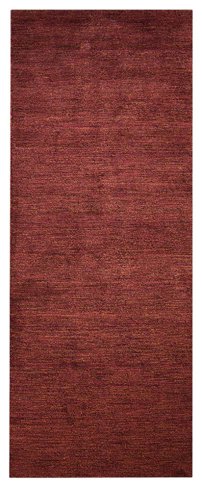 HAND KNOTTED LOOM SILK ECO-FRIENDLY AREA RUGS -2'8''x12',Runner,Red Gold,Solid
