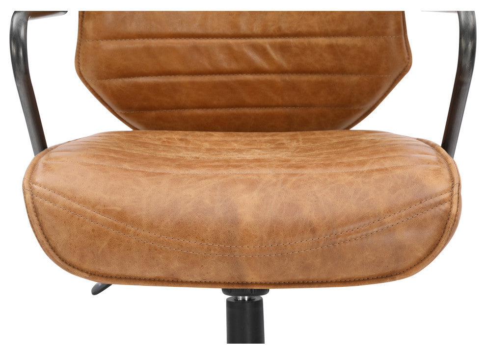 Executive Swivel Office Chair Cigare Tan Leather
