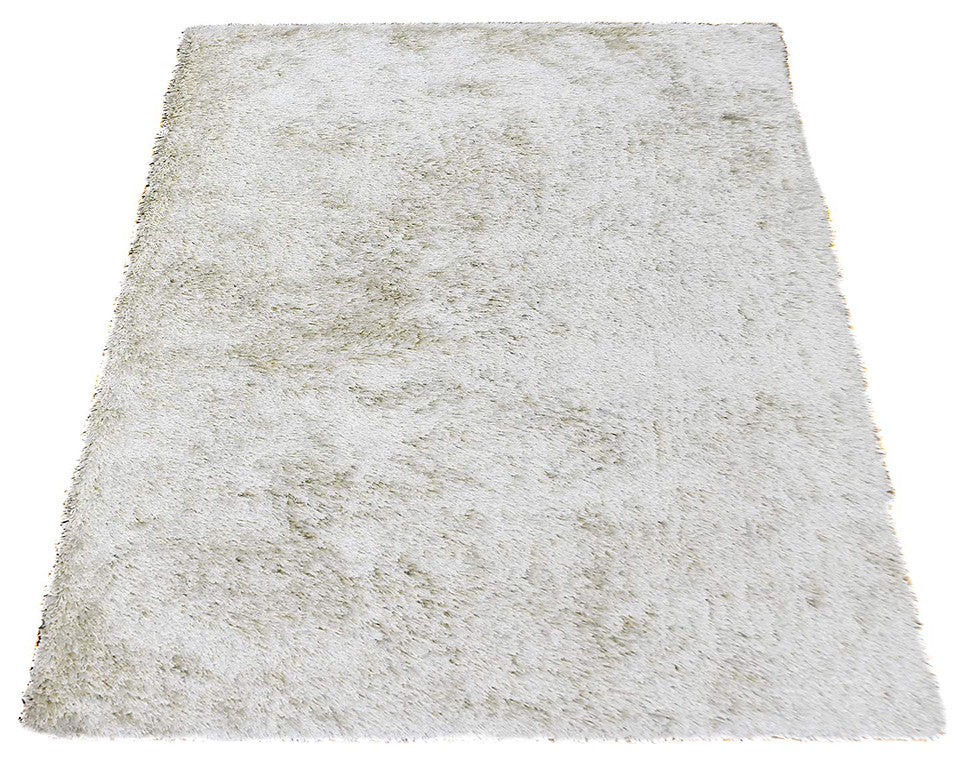 HAND TUFTED SHAG POLYESTER ECO-FRIENDLY AREA RUGS, White Color, Solid Design