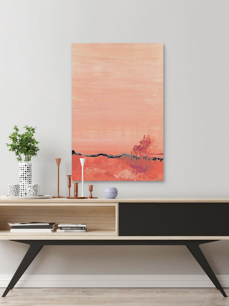"Apricot Wave" Painting Print on Wrapped Canvas, 40"x60"