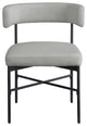 Rivage Durable Linen Textured Fabric Dining Chair, Set of 2, Grey, Matte Black Finish