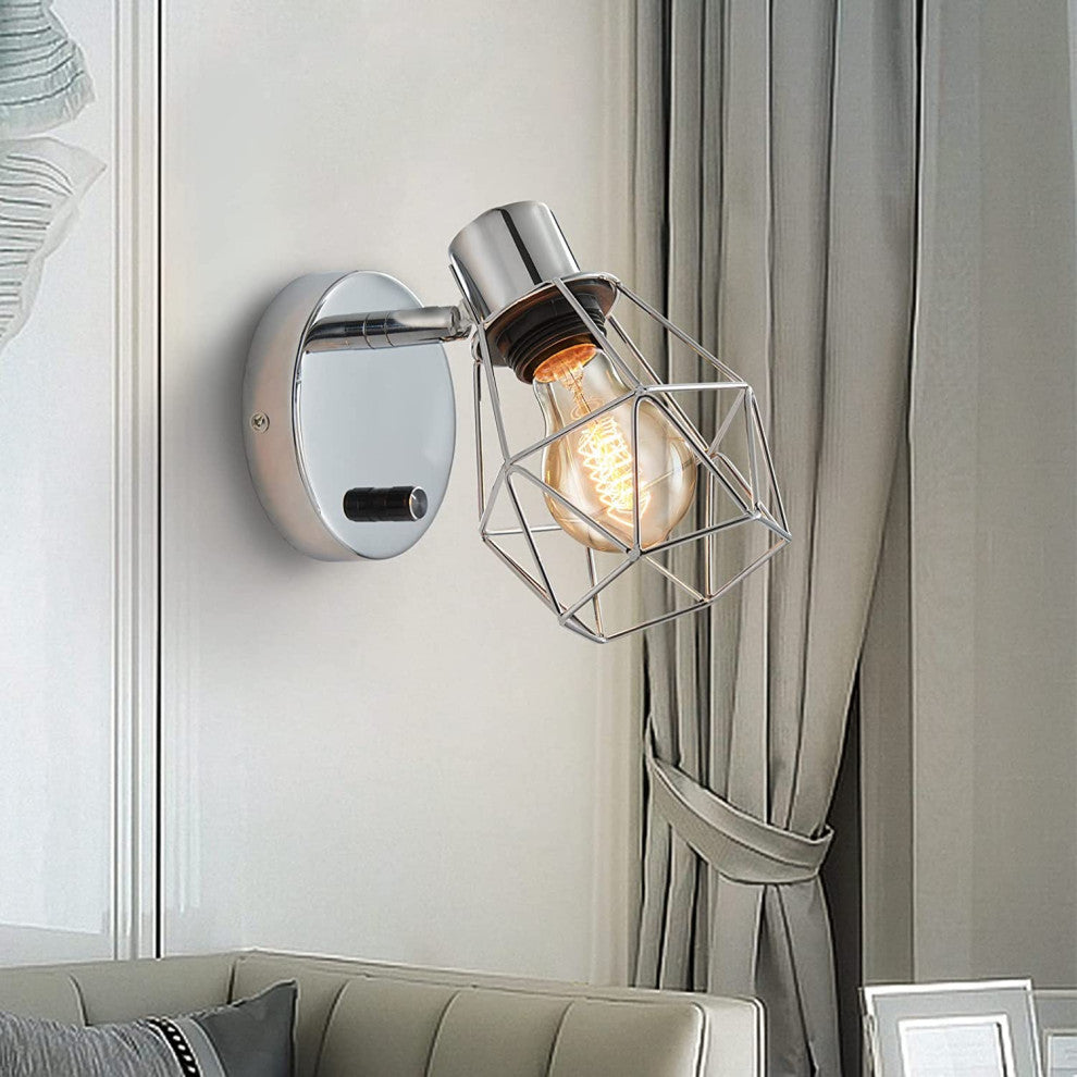 Black Wall Lights Industrial Farmhouse Adjustable Head Vintage Cage Wall Mount