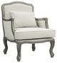 Benzara BM276244 Classic Accent Chair, Nailhead Trim, Box Cushion, Cream/Brown