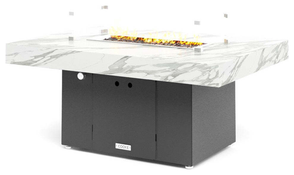 FirePit Table, 48"x34"x21", Natural Gas, Laminam Calcatta San Nicola, Gray