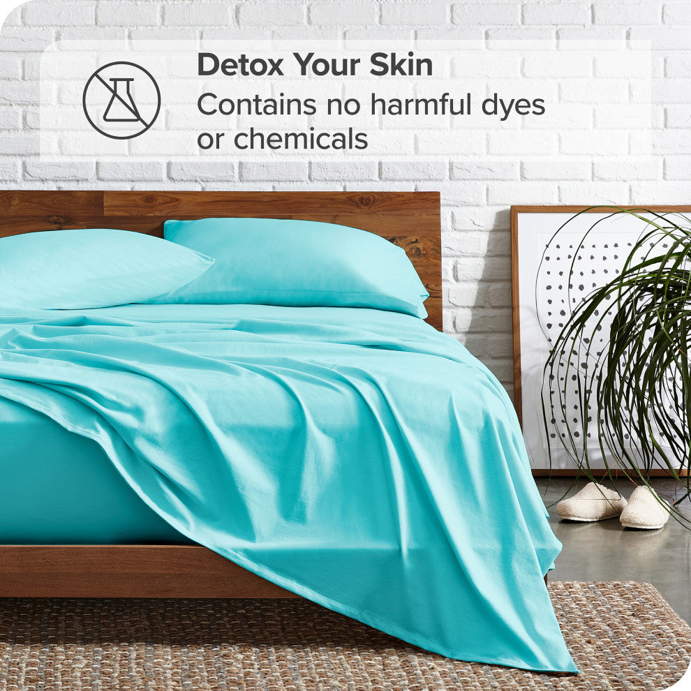 Bare Home Twin XL 1800 Microfiber Sheet Set, Aqua