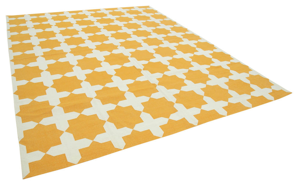 Rug N Carpet - Handmade Wool 9' 2'' x 11' 9'' Flatweave Dhurrie Kilim Rug