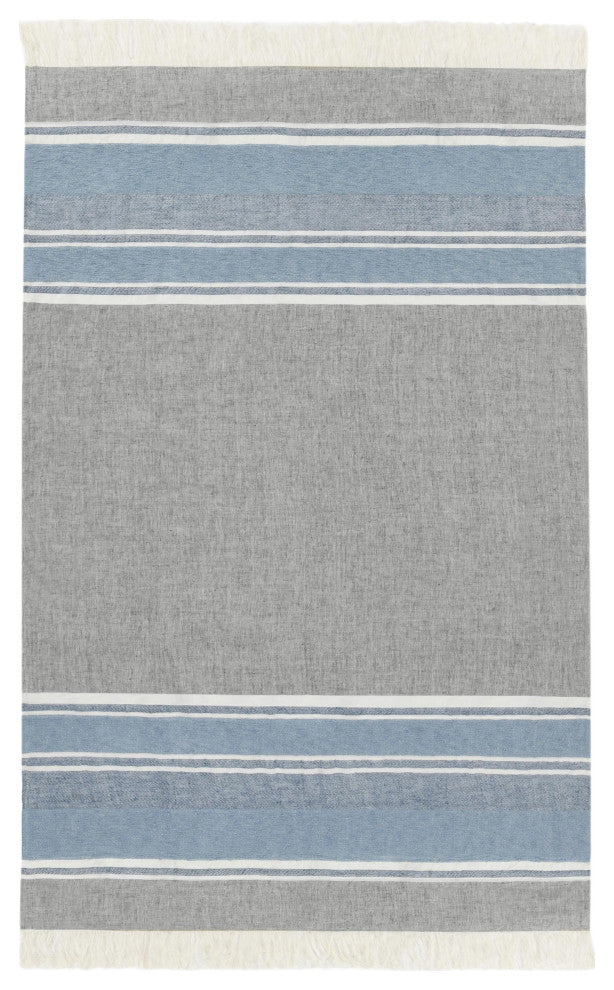 Lima 100% Belgian Linen 50"x70" Throw Blanket Blanket, Blue