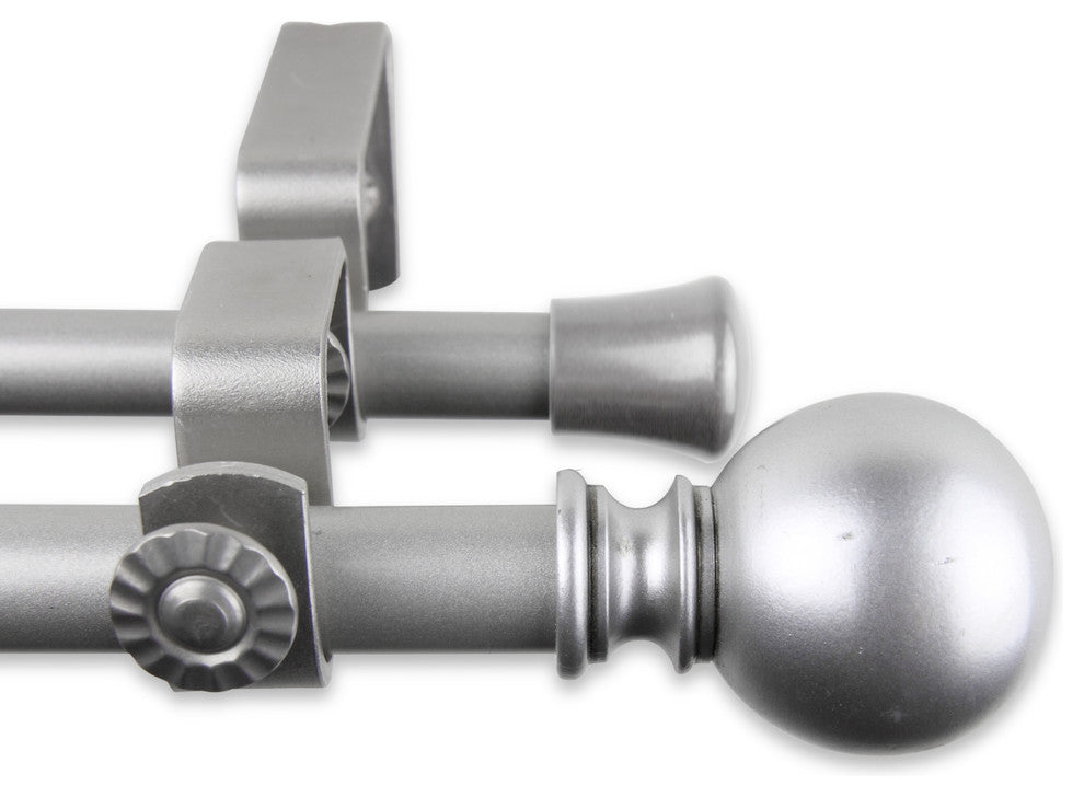 Luna Double Curtain Rod 5/8"WW 84-120"D, Satin Nickel