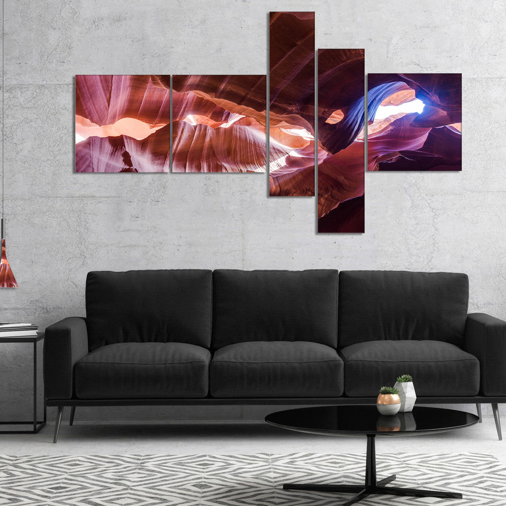 Blue Light in Antelope Canyon, Landscape Photo Canvas Print, 60"x32", 5 panels