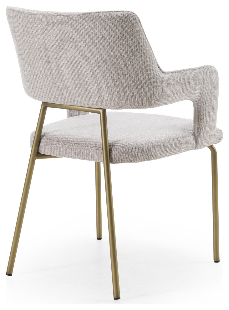 Modrest Childers Modern Grey Fabric + Antique Brass Dining Chair