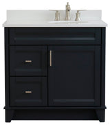 37" Single Sink Vanity, Dark Gray Finish With White Engineered Stone Top