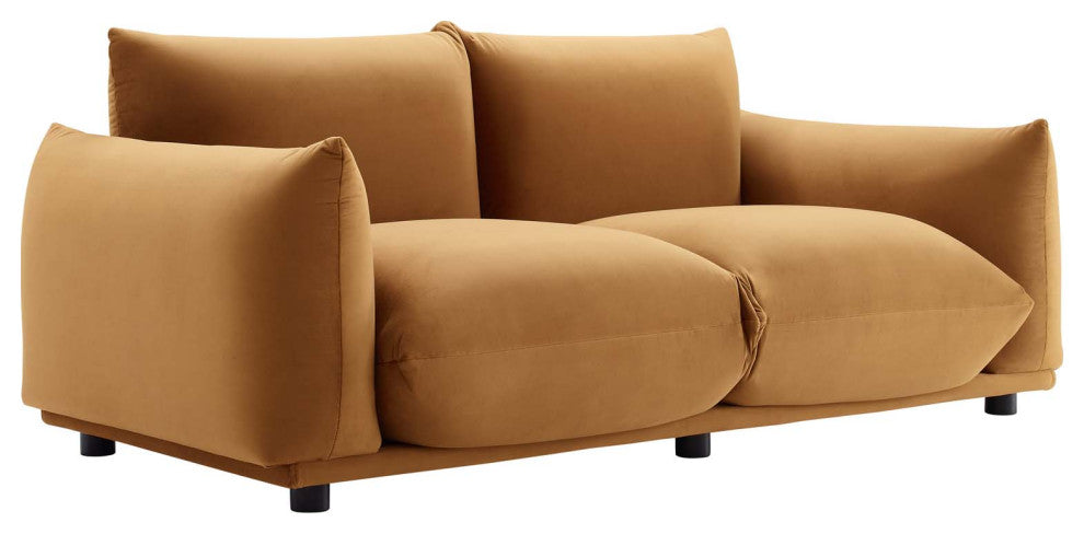Copious Performance Velvet Loveseat Cognac