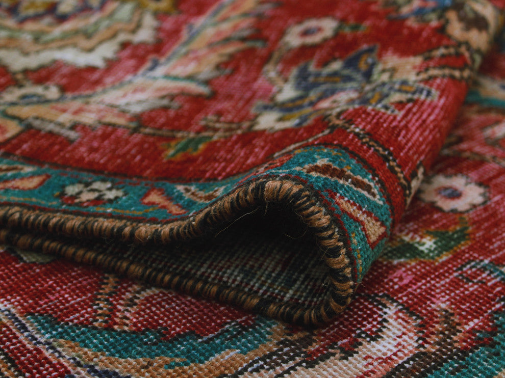 Fine Vintage Distressed Asuman Red Rug