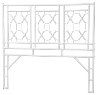 Sampson Bohemian White Rattan Queen Size Standalone Headboard