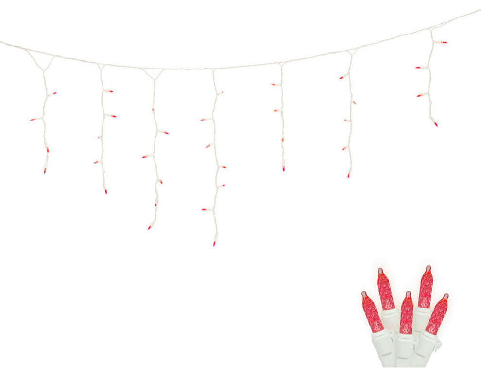 Vickerman 70-Light LED Bright White M5 Icicle Lights, Red