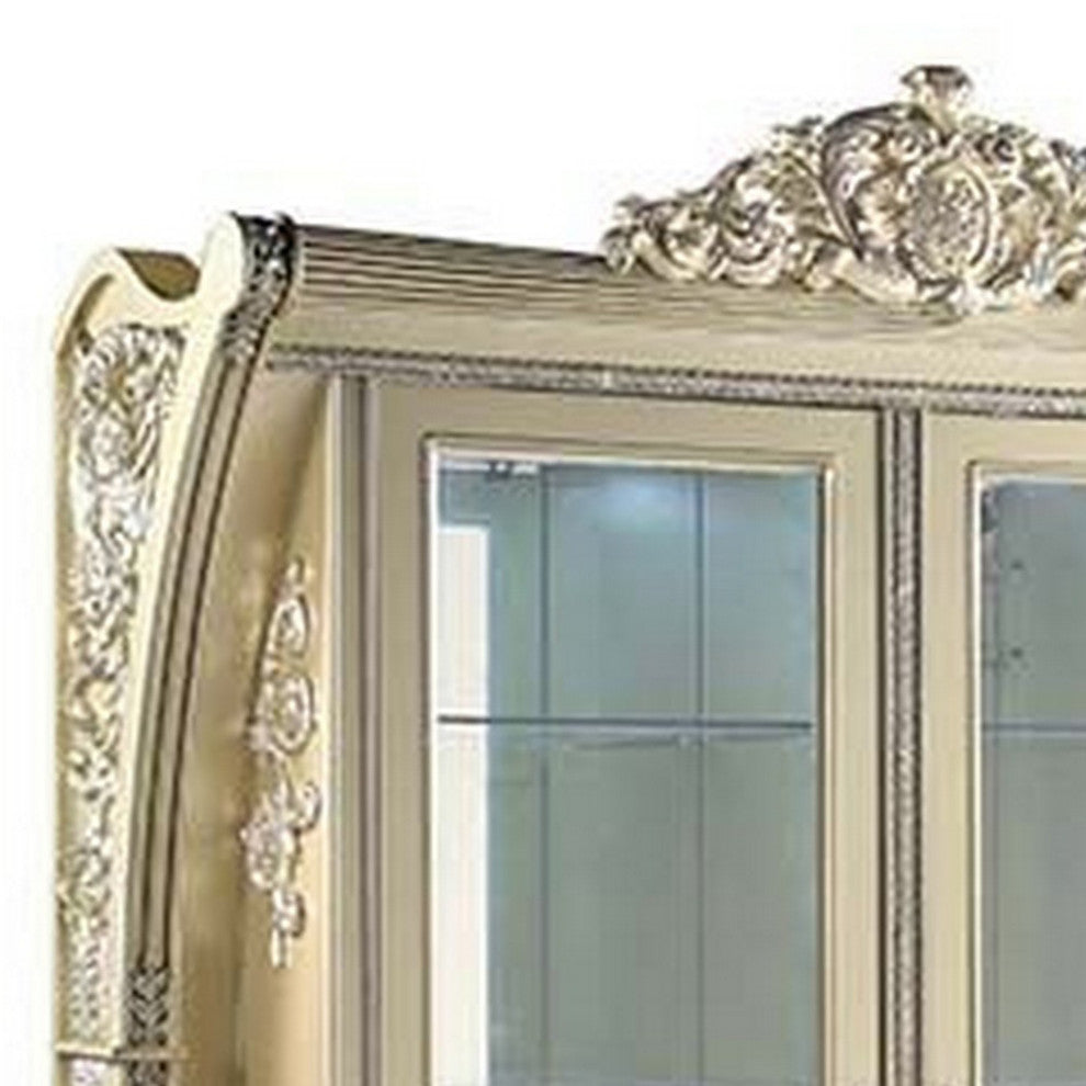 Benzara BM266448 Curio With Sculpture Like Design, Champagne Gold and Silver