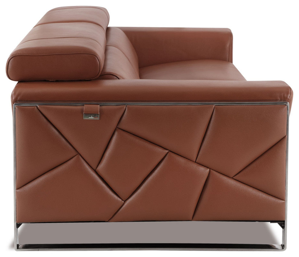 Trento Genuine Italian Leather Modern Sofa Camel