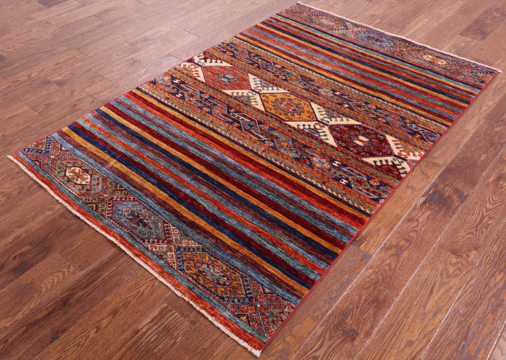 Super Kazak Khorjin Hand Knotted Rug 3' 10" X 5' 11" Q5676