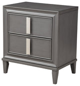 Dark Grey Contemporary 2 Drawer Nightstand