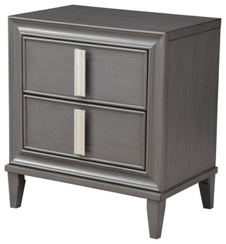 Dark Grey Contemporary 2 Drawer Nightstand