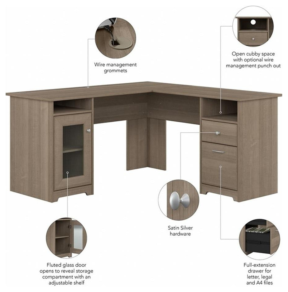 Scranton & Co 60" Traditional Engineered Wood L Shaped Computer Desk in Ash Gray