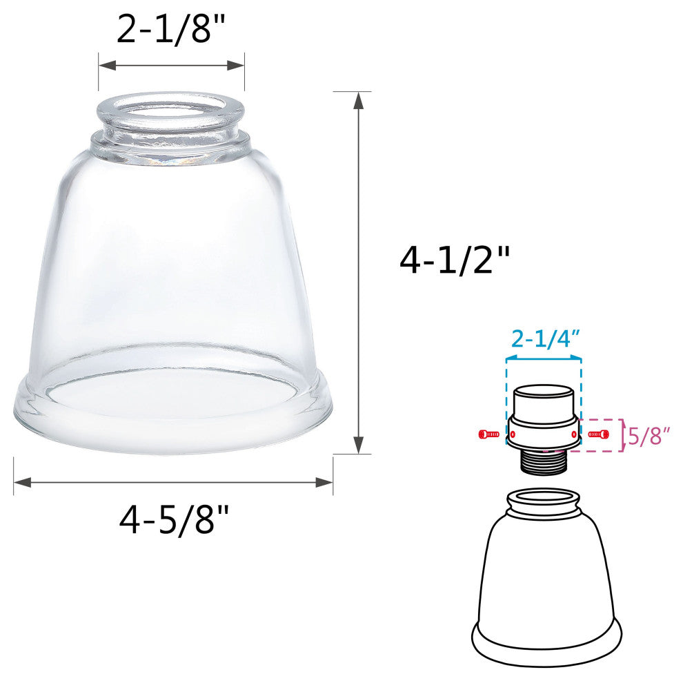 23127-4 Replacement Clear Ceiling Fan Glsss Shade, 4 Pack.