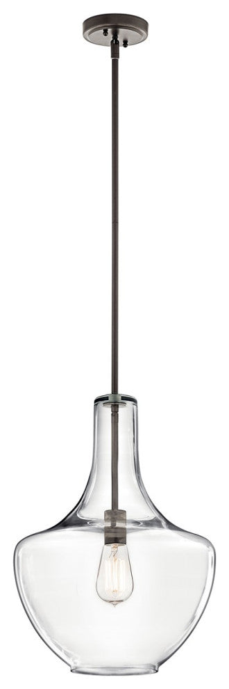 Kichler Everly 1 Light Pendant, Olde Bronze, Clear