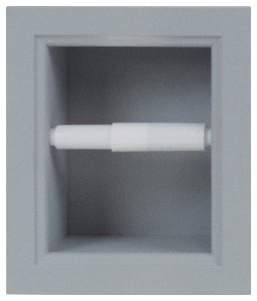 Tampa Recessed Solid Wood Toilet Paper Holder 7 x 8.5, Primed Gray