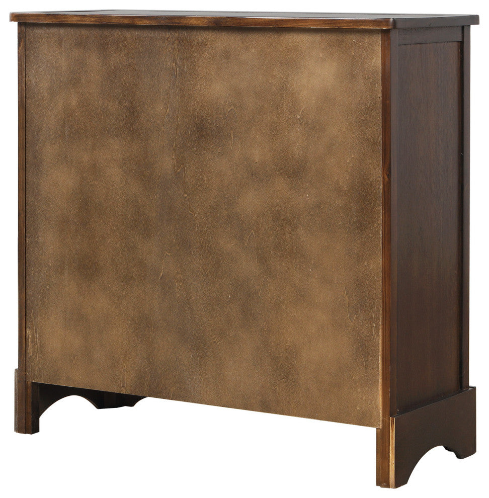 28" Wood 2 Drawers Storage Cabinet with 4 Rattan Basket, Espresso, 28" Tall