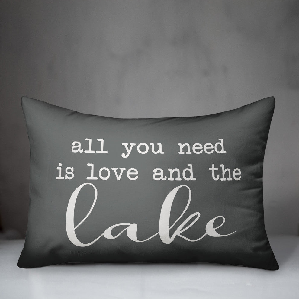 All You Need Is Love And The Lake Script Outdoor Lumbar Pillow
